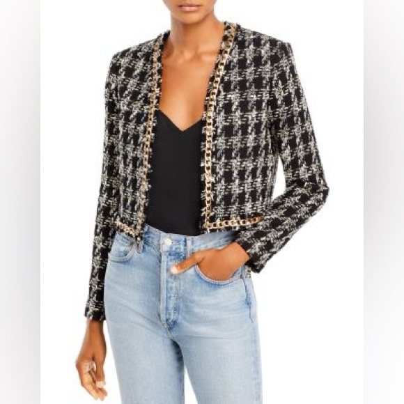 Alice + Olivia Chic Black and White Tweed Jacket Size S NWT. - Picture 2 of 8